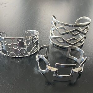 Elegant Silver Cuff Bracelet Set